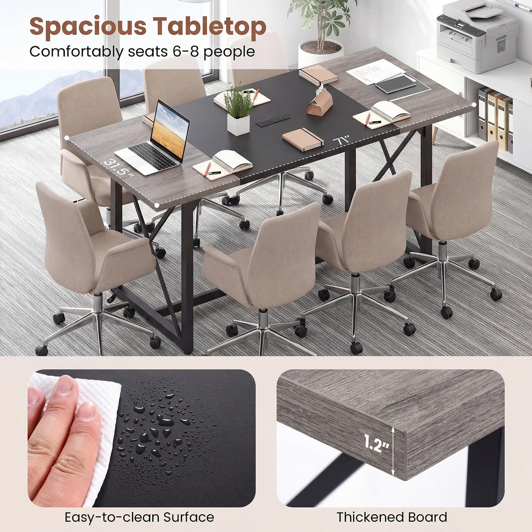 Giantex 6FT Large Rectangle Conference Table with Power Outlets (1/2)