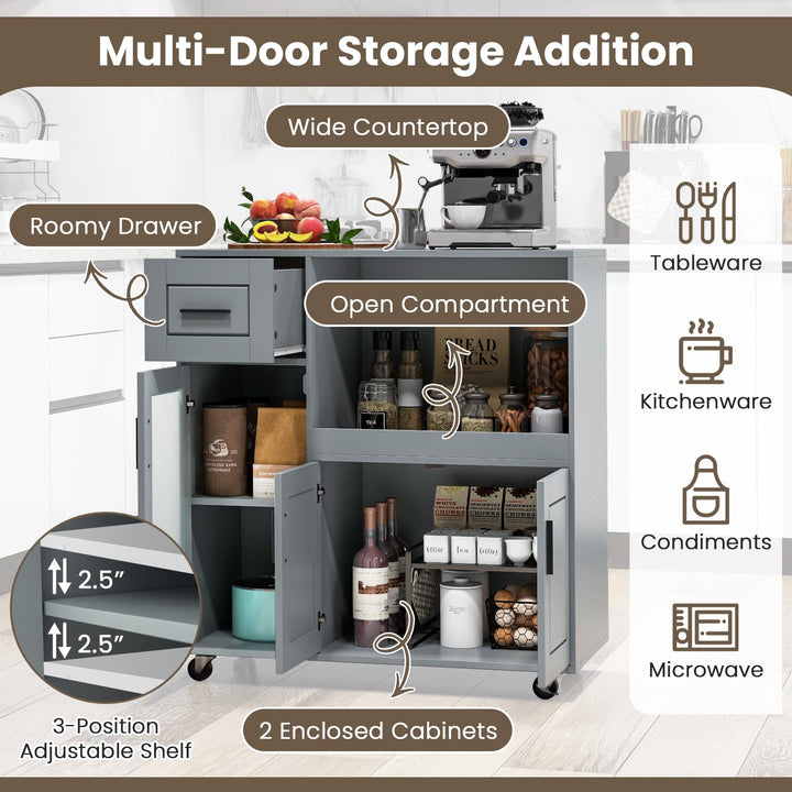 Giantex Kitchen Island with Storage, Kitchen Cart with Wheels