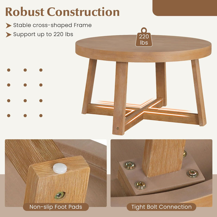 Giantex 30" Wood Center Table with Thickened Tabletop &amp; Cross-Shaped Pine Wood Frame