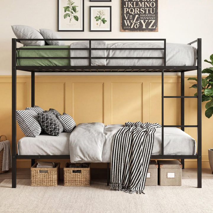 Giantex Metal Bunk Bed Full Over Full with Length Safety Guardrail