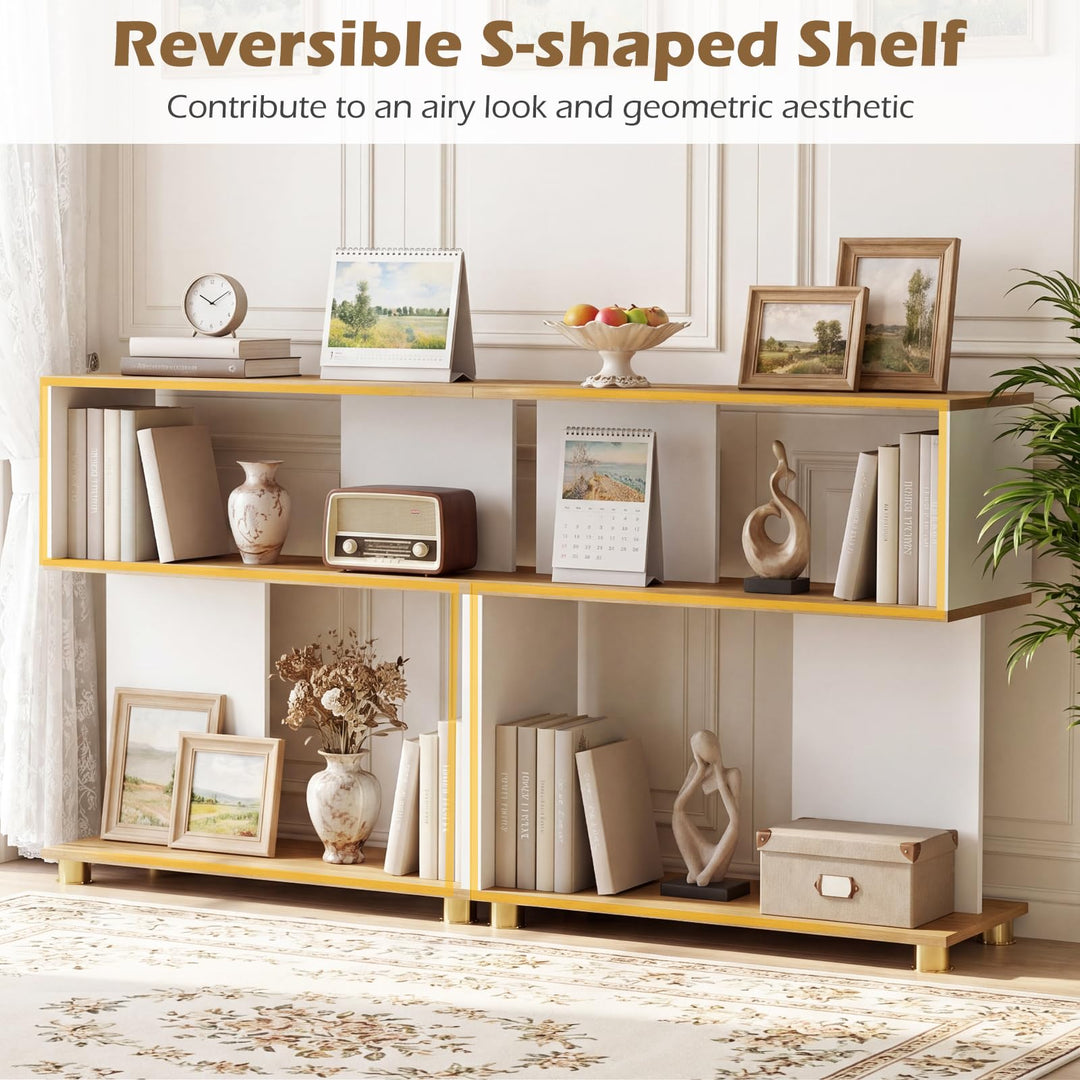 Giantex 3-Tier Geometric S Shaped Bookcase with Open Storage Shelves (1/2)