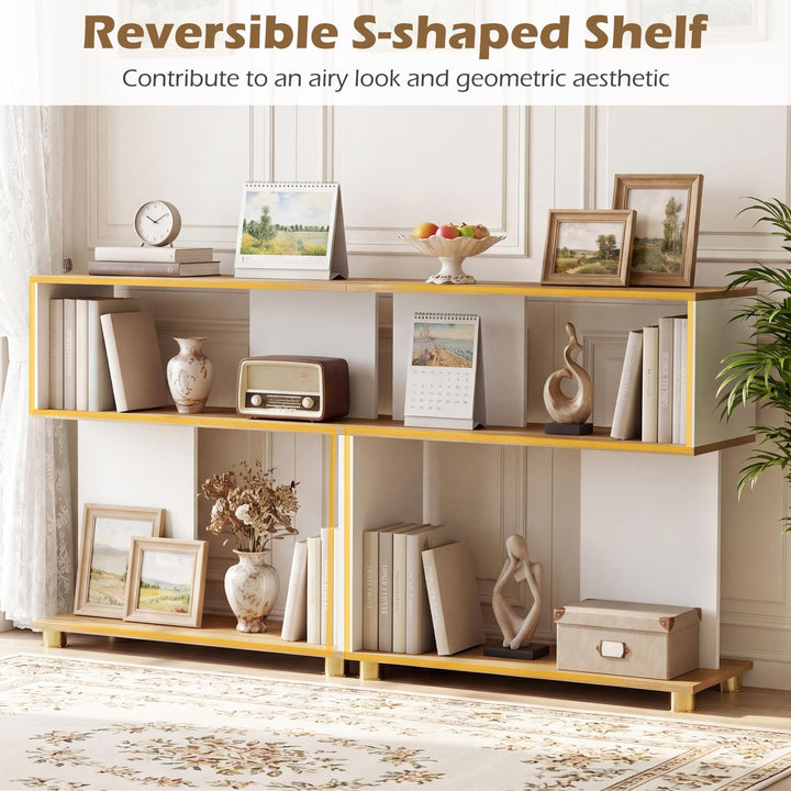 Giantex 3-Tier Geometric S Shaped Bookcase with Open Storage Shelves (1/2)