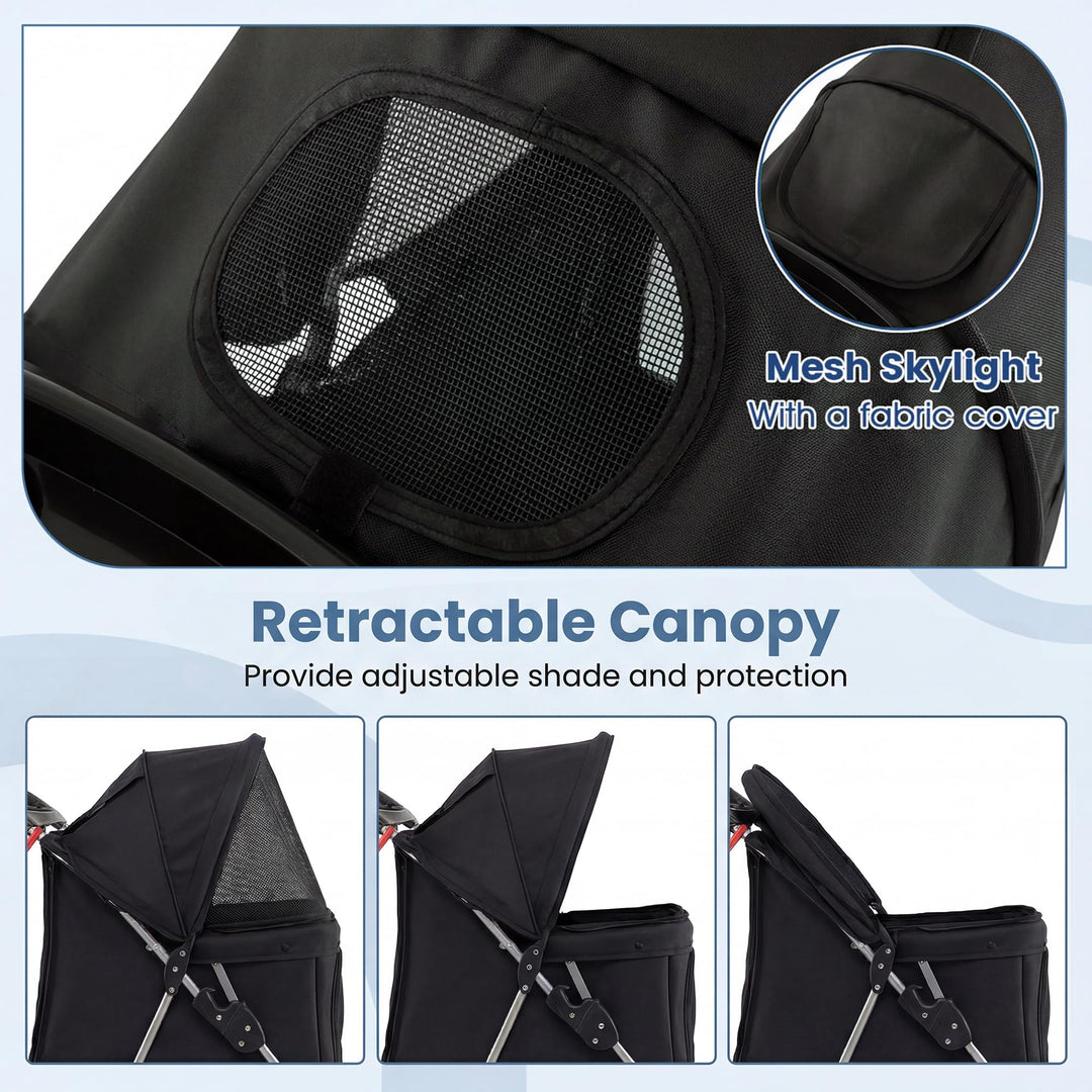 Giantex 3 Wheel Foldable Dog Stroller for Small Dogs Cats