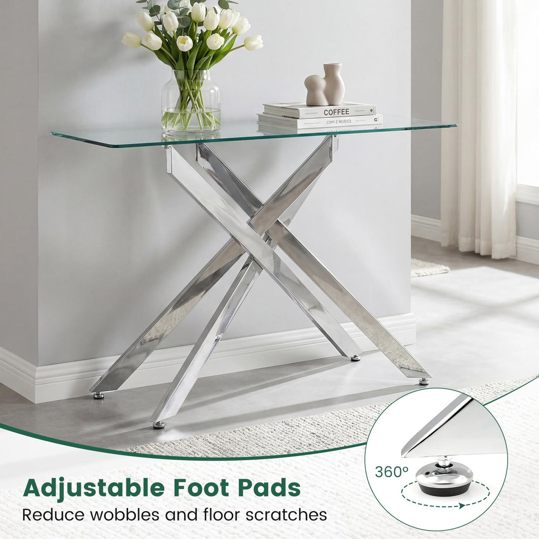 Giantex Glass Console Table 45" Modern Entryway Table
