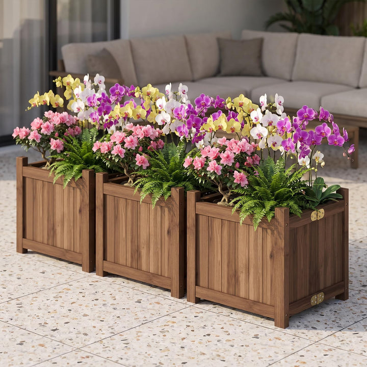 GIANTEX 15" Folding Wooden Planter Box with Removable Bottom (1/2)