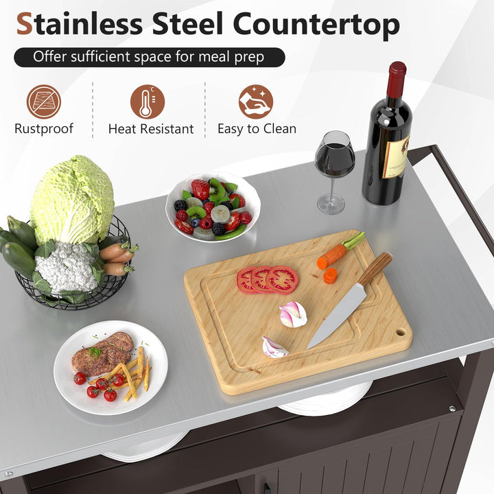 Giantex Outdoor Grill Cart with Storage Cabinet & Shelves Patio Kitchen Island Table