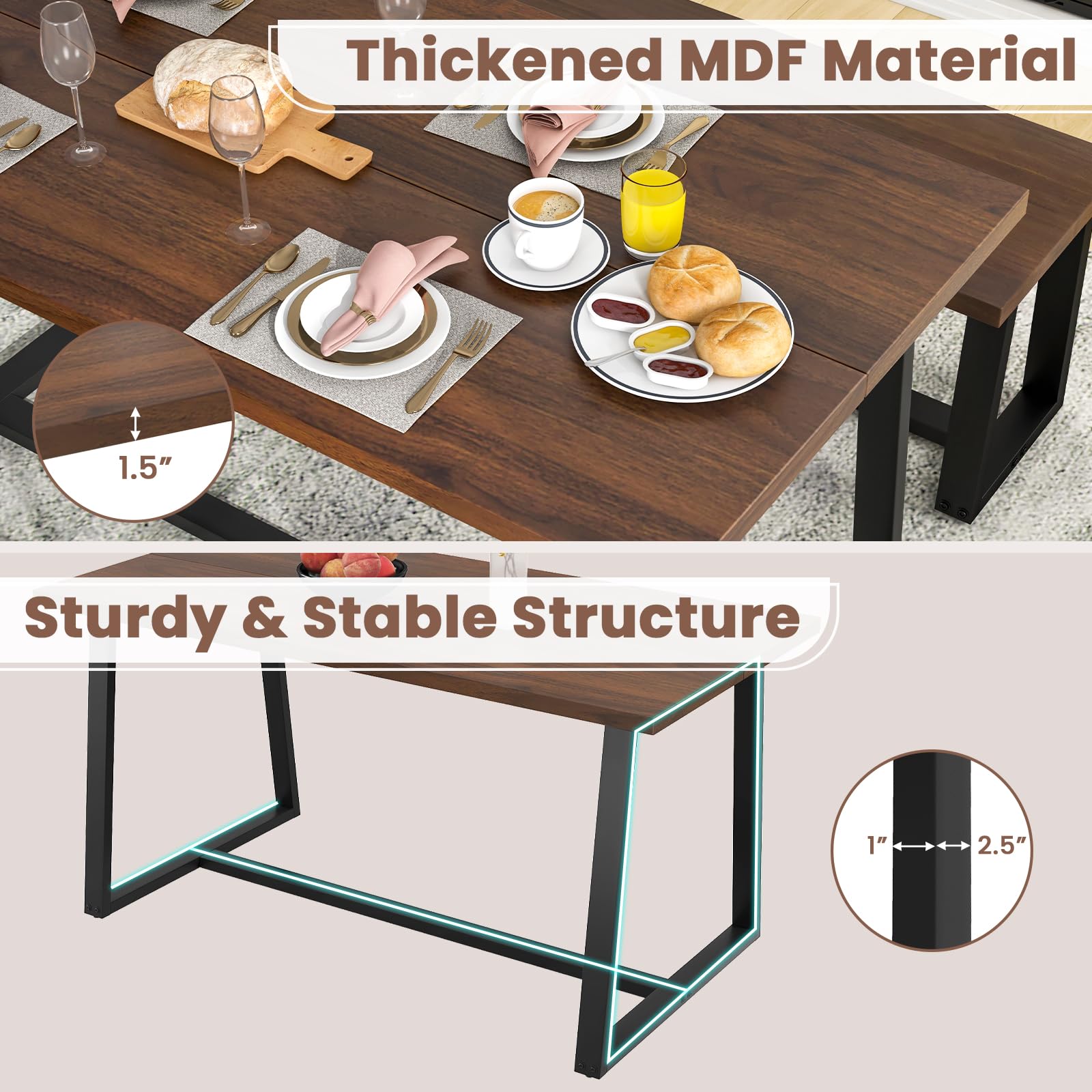 Giantex 63" Large Dining Table for 4-6