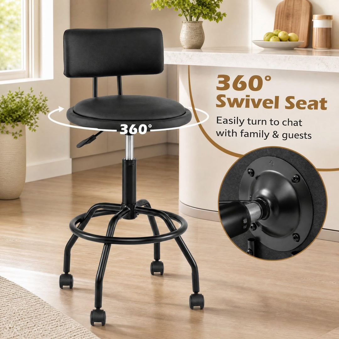 GIANTEX Swivel Height Adjustable Bar Stools with Wheels