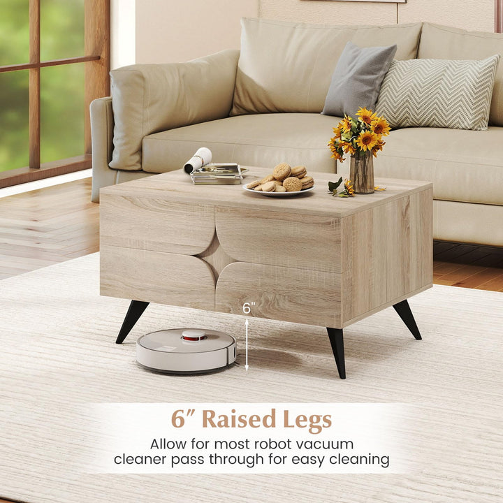 Giantex Farmhouse Accent Modern Coffee Table with Storage for Living Room Bedroom