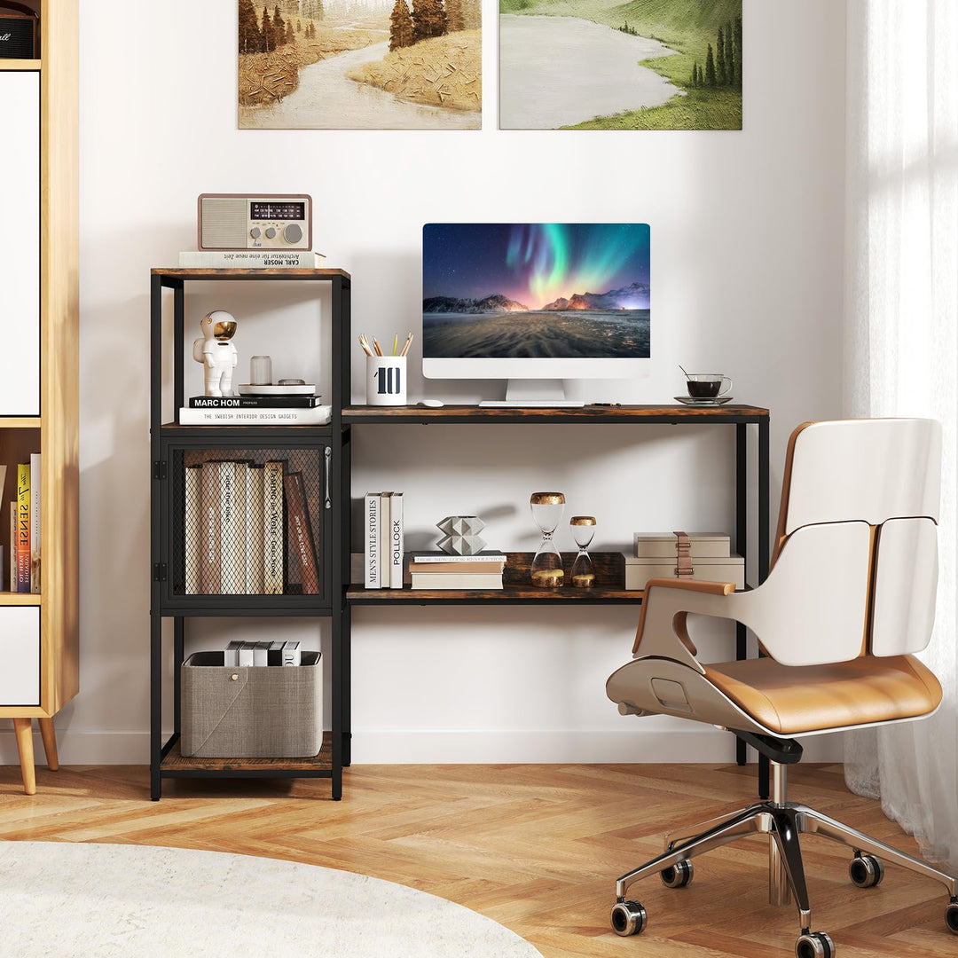 Giantex Modern Computer Workstation Home Office Desk with Storage Cabinet and Shelves