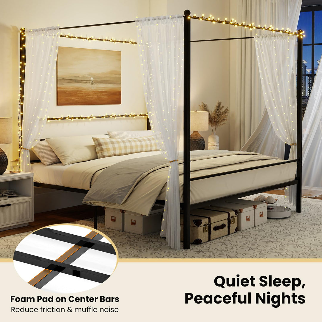 Giantex King Size Metal Canopy Bed Frame with 4 Poster &amp; Headboard