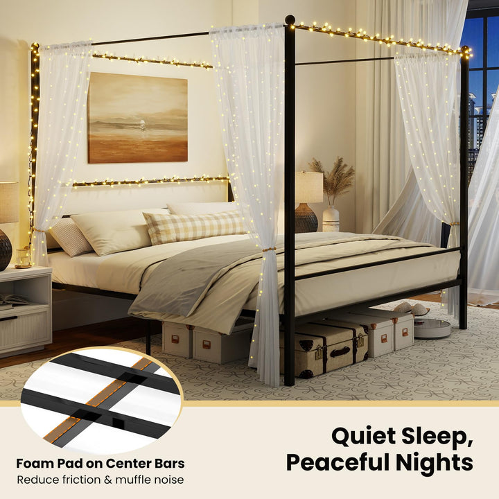 Giantex King Size Metal Canopy Bed Frame with 4 Poster &amp; Headboard