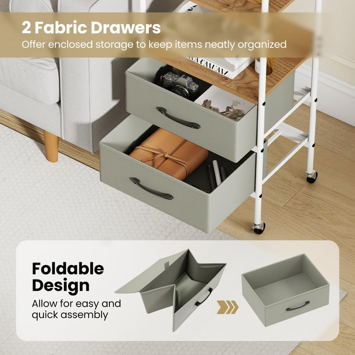 Giantex Utility Rolling Cart with Foldable Fabric Drawers