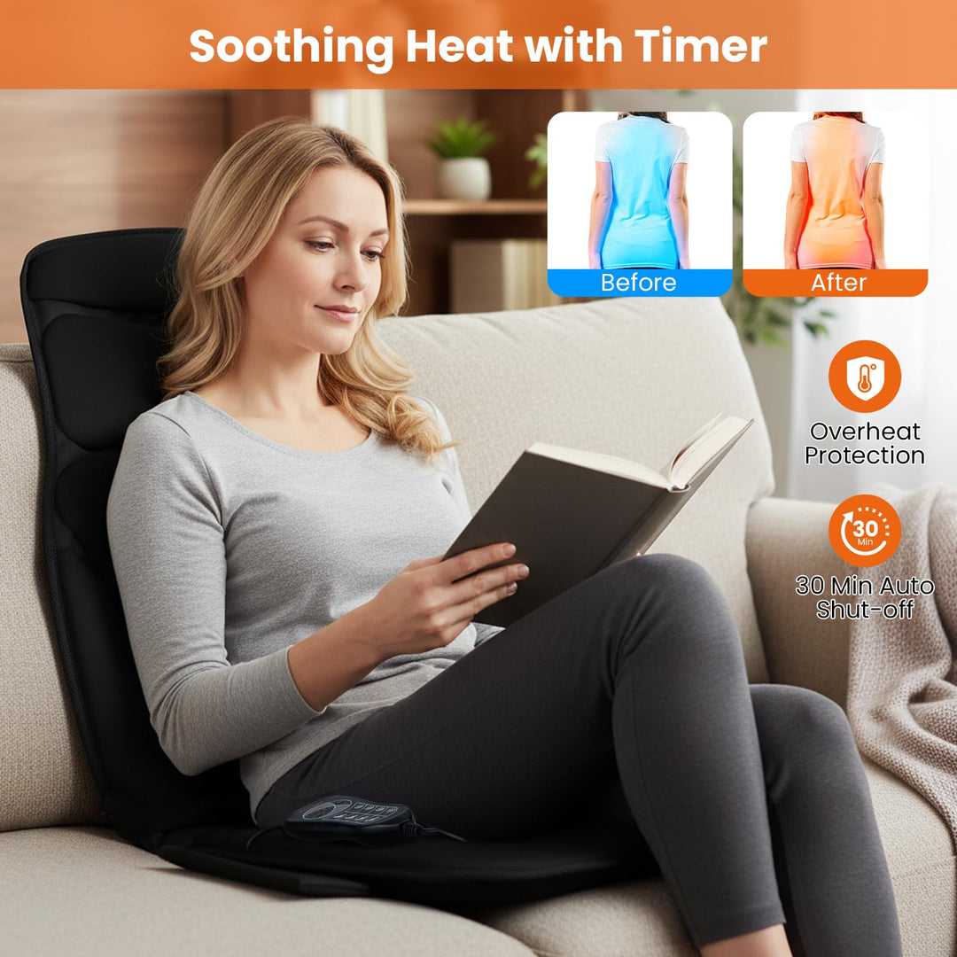 Giantex Back Massager for Chair Heated Massage Chair Pad w/ 10 Vibration Areas