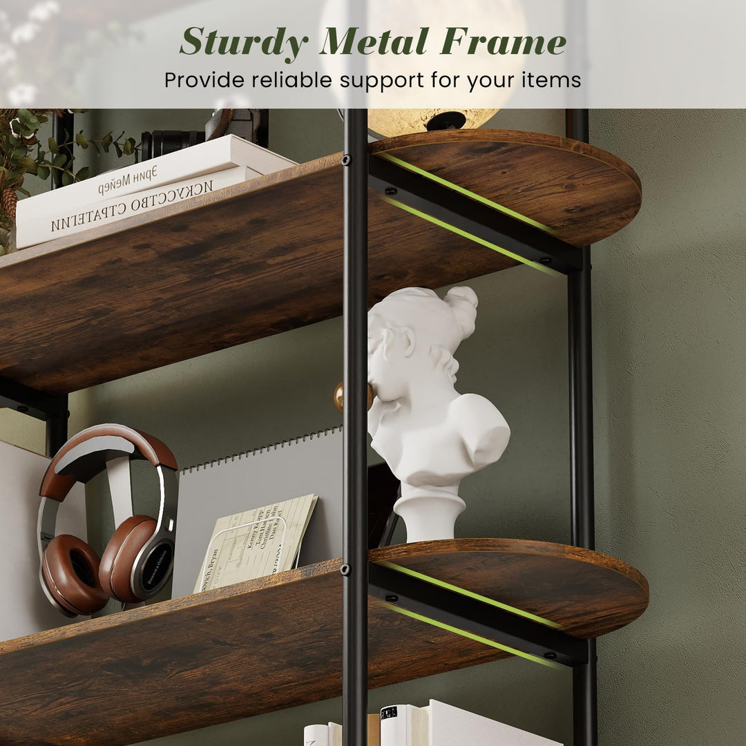 Giantex Arched Bookshelf 4-Tier Industrial Open Bookcase with Sturdy Metal Frame
