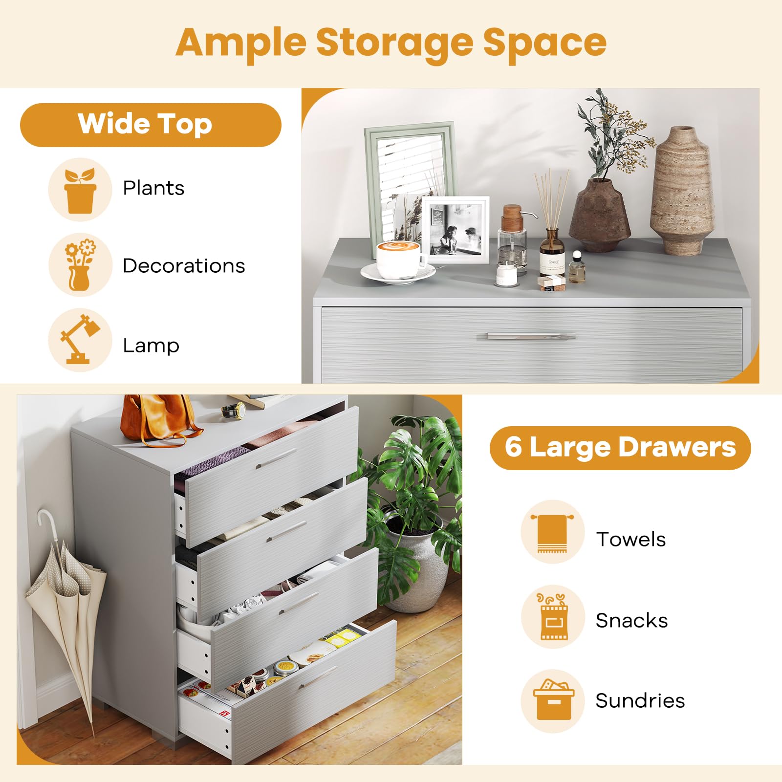 Giantex Storage Cabinet with 4 Drawers, Metal Legs & Handles, Anti-Toppling Devices, Tall Cabinet