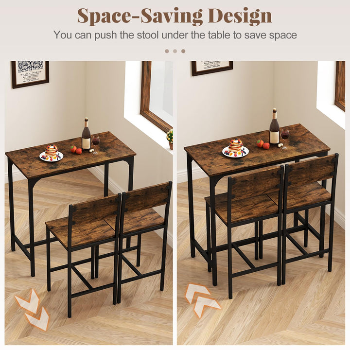 Giantex Bar Table and Chair Set with 2 Counter Height Bar Stools