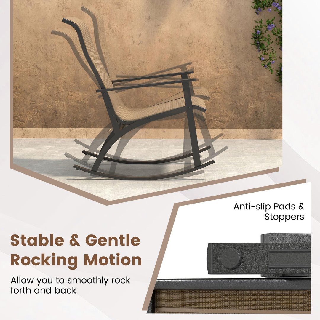Giantex 3 Piece Rocking Bistro Set with 2 Rocking Chairs & Coffee Table