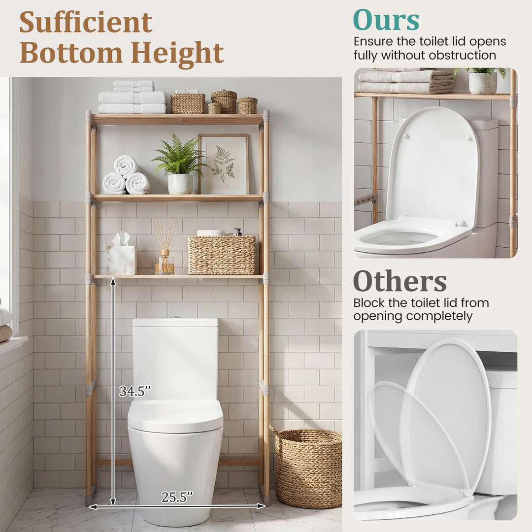 Giantex 3-Tier Over The Toilet Storage Rack with Open Shelves