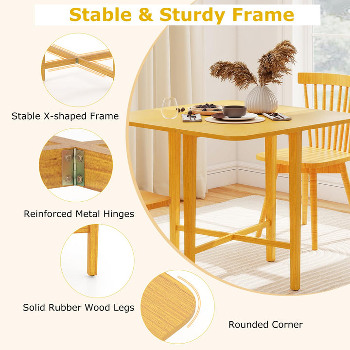 Giantex 36" Extendable Dining Table with Drop Leaf X-Shaped Frame Rubber Wood Legs