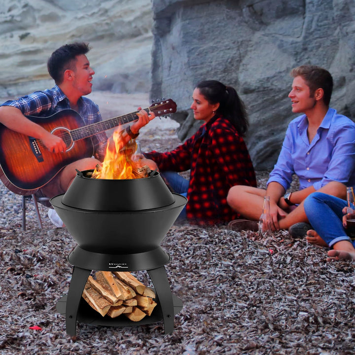 Giantex 3-in-1 Smokeless Fire Pit, 20" Wood Burning Firepit w/Removable Wok Ring & Ash Pan