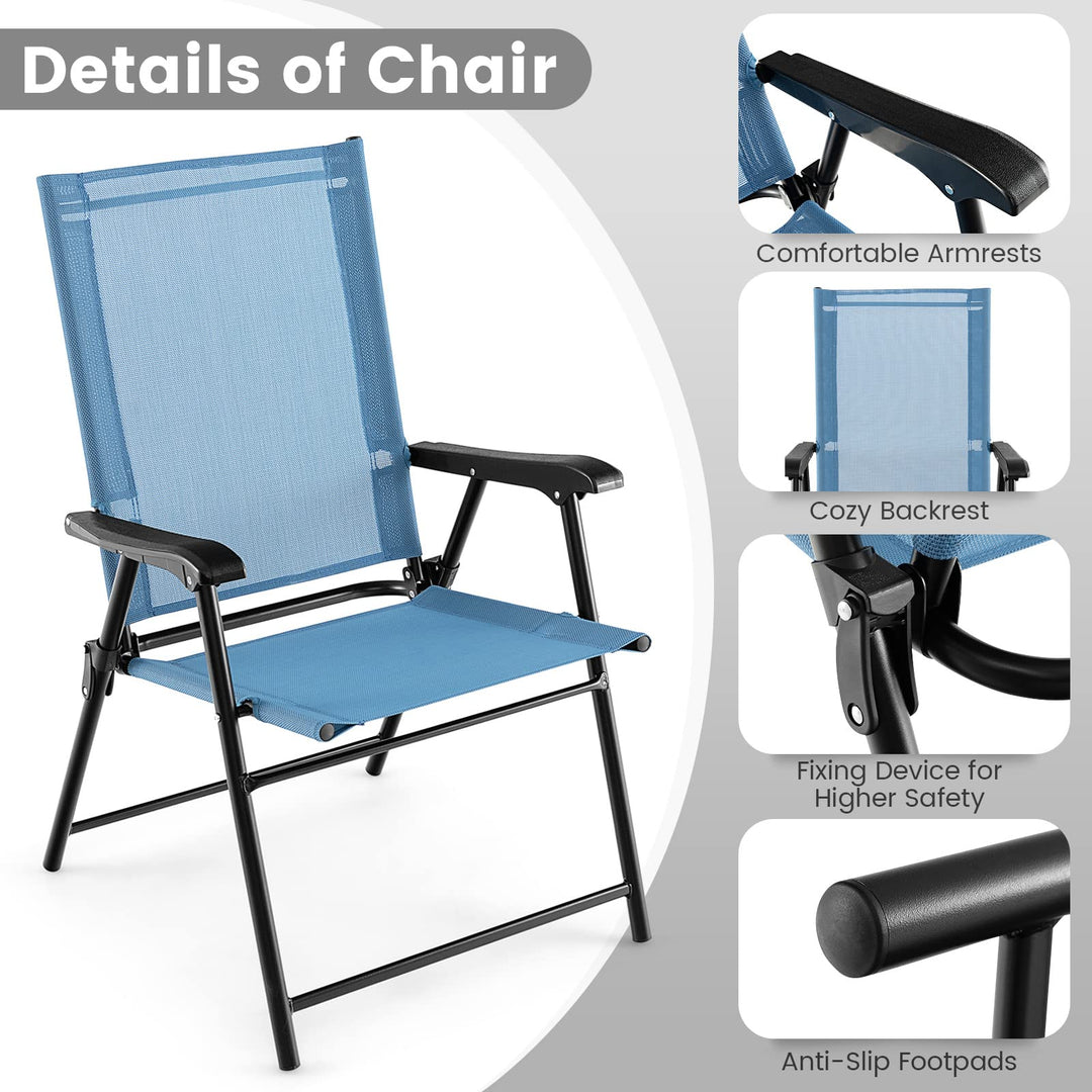 Giantex Patio Chairs Set of 2/4, Folding Patio Chairs for Deck Beach Camping Dining Picnic