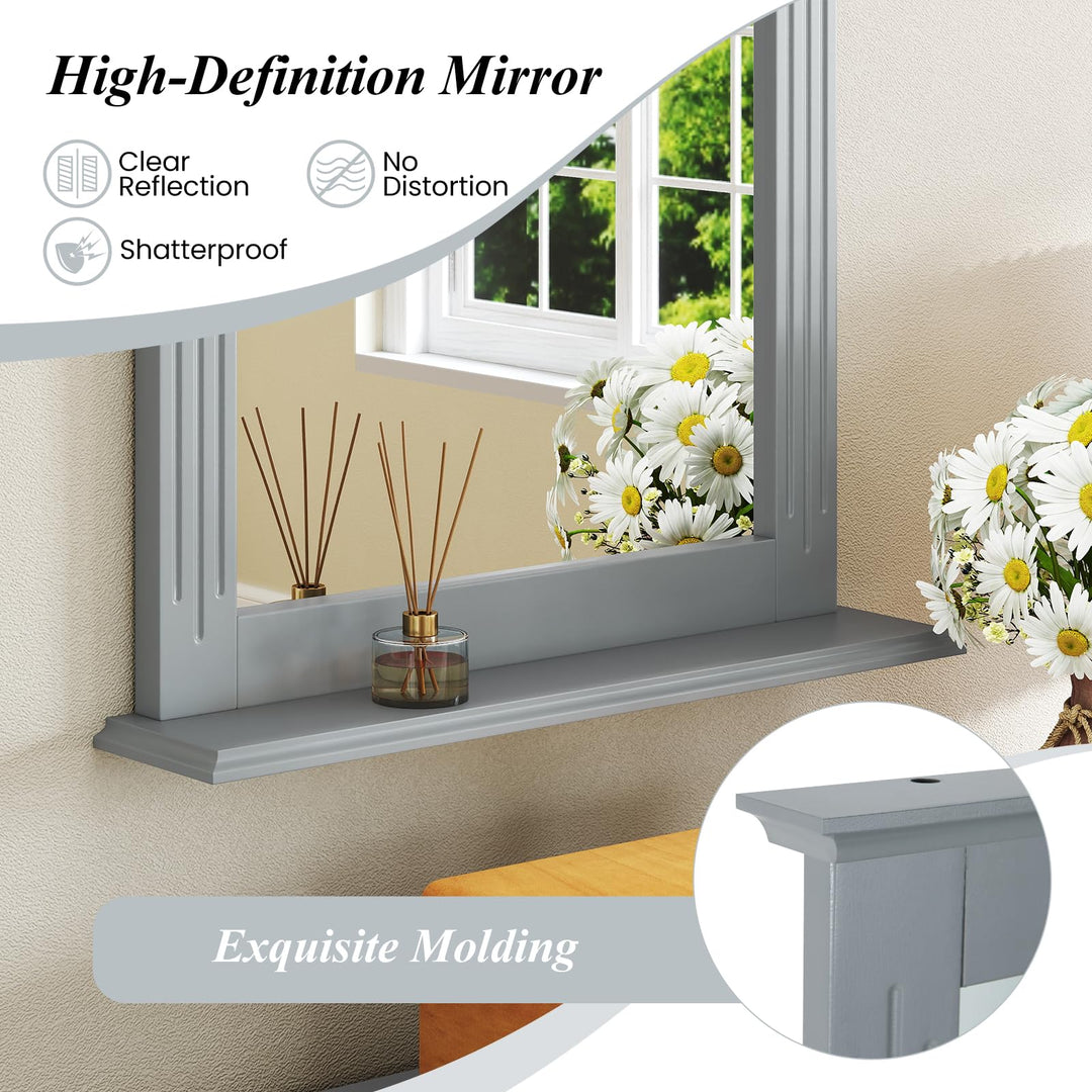 Wooden Frame Modern Rectangular Hanging Vanity Makeup Mirrors for Washroom