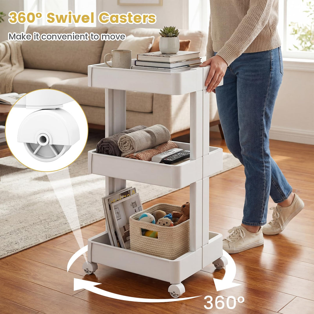 Giantex 3-Tier Rolling Storage Cart w/Shelving Unit for Kitchen