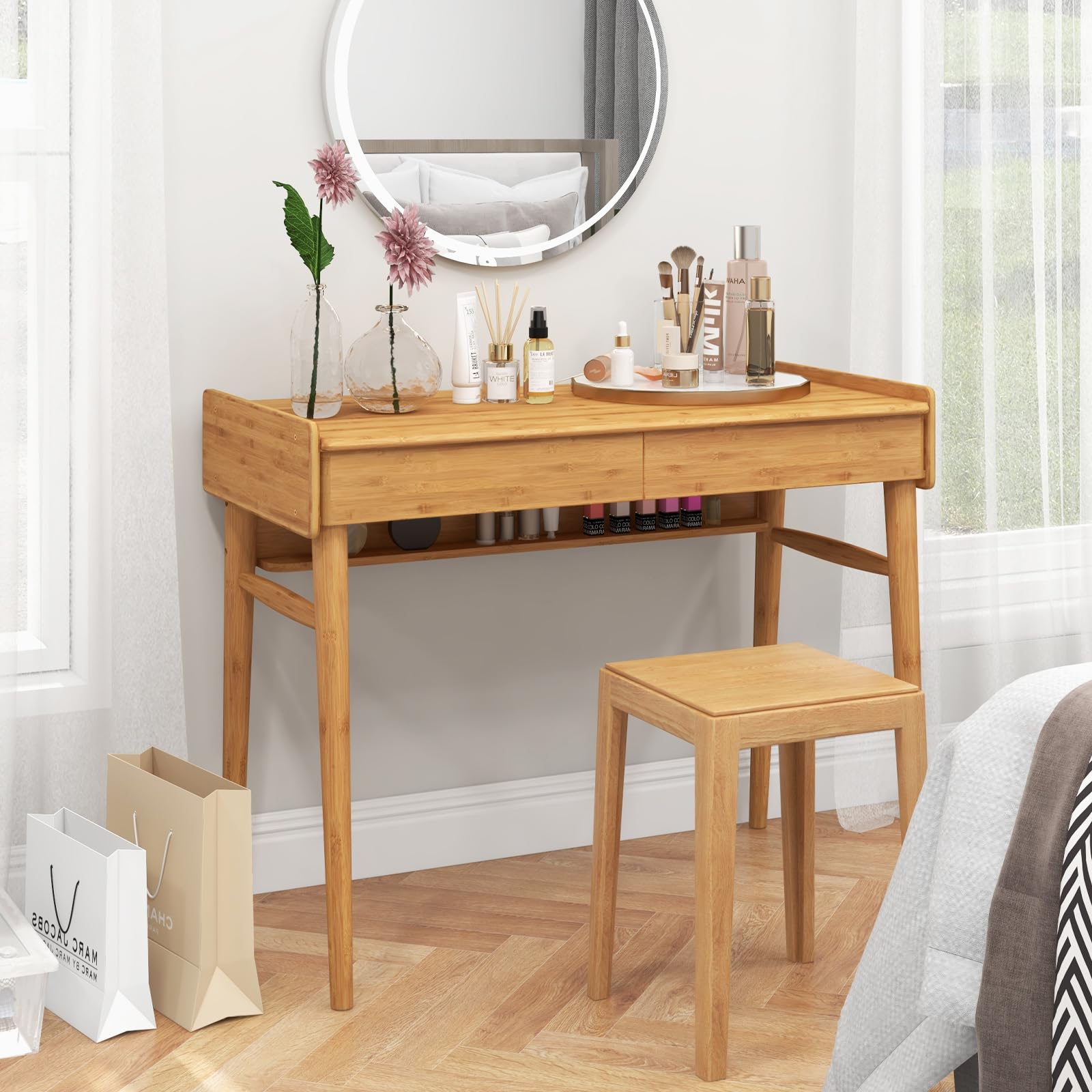 39.5" Bamboo Home Office Desk - Giantex
