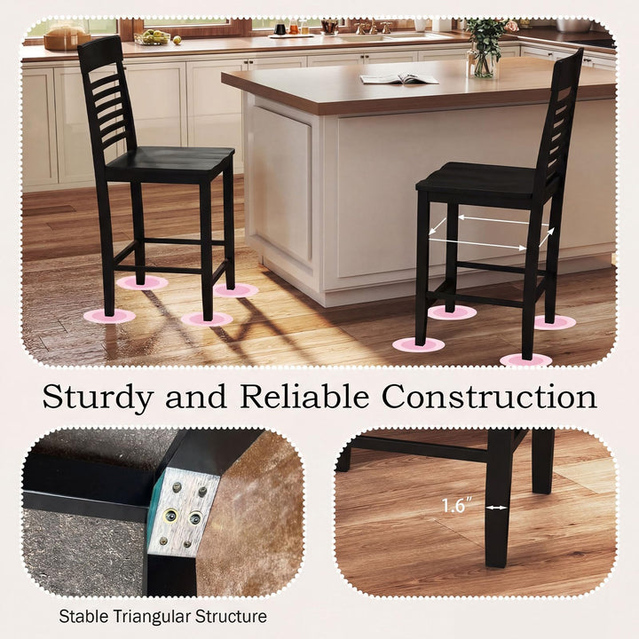 Giantex Dining Chair Set of 2/4 with Footrests and Solid Wood Frame