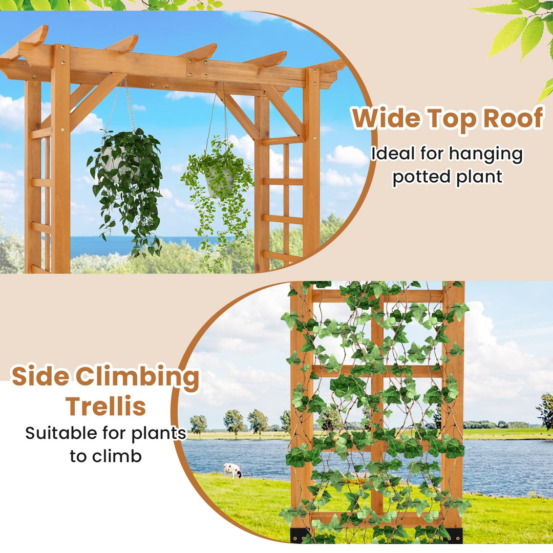 Giantex 7FT Wood Garden Arbor Trellis for Ceremony Party