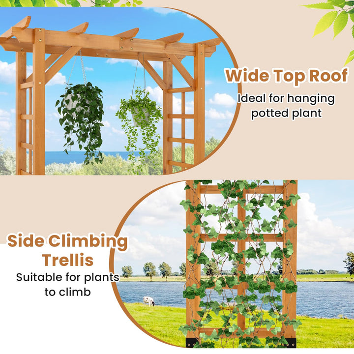 Giantex 7FT Wood Garden Arbor Trellis for Ceremony Party