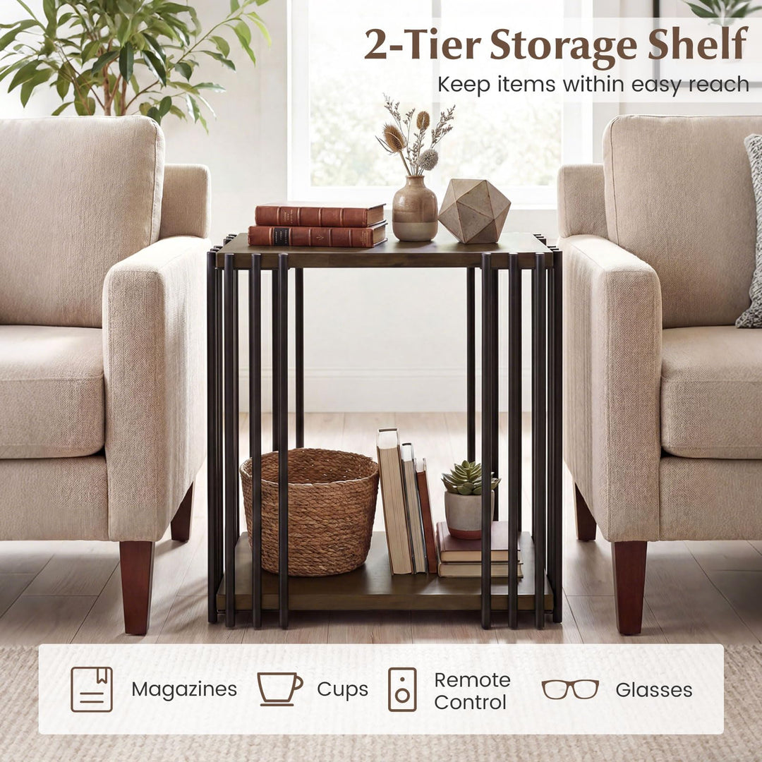 Giantex 2-Tier Wood Side Table - Narrow Sofa Couch End Table (1/2)
