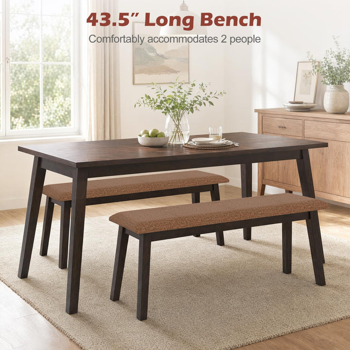 GIANTEX 43.5" Upholstered Dining Bench with Rubber Wood Frame (1/2)