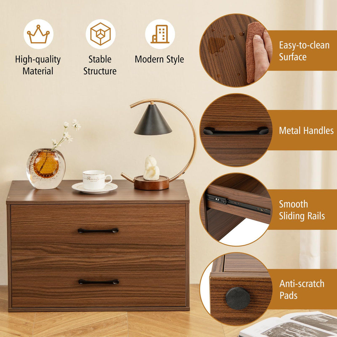 Giantex Dressers Stackable 2 Drawer Horizontal Organizer W/Handles Dresser Tower