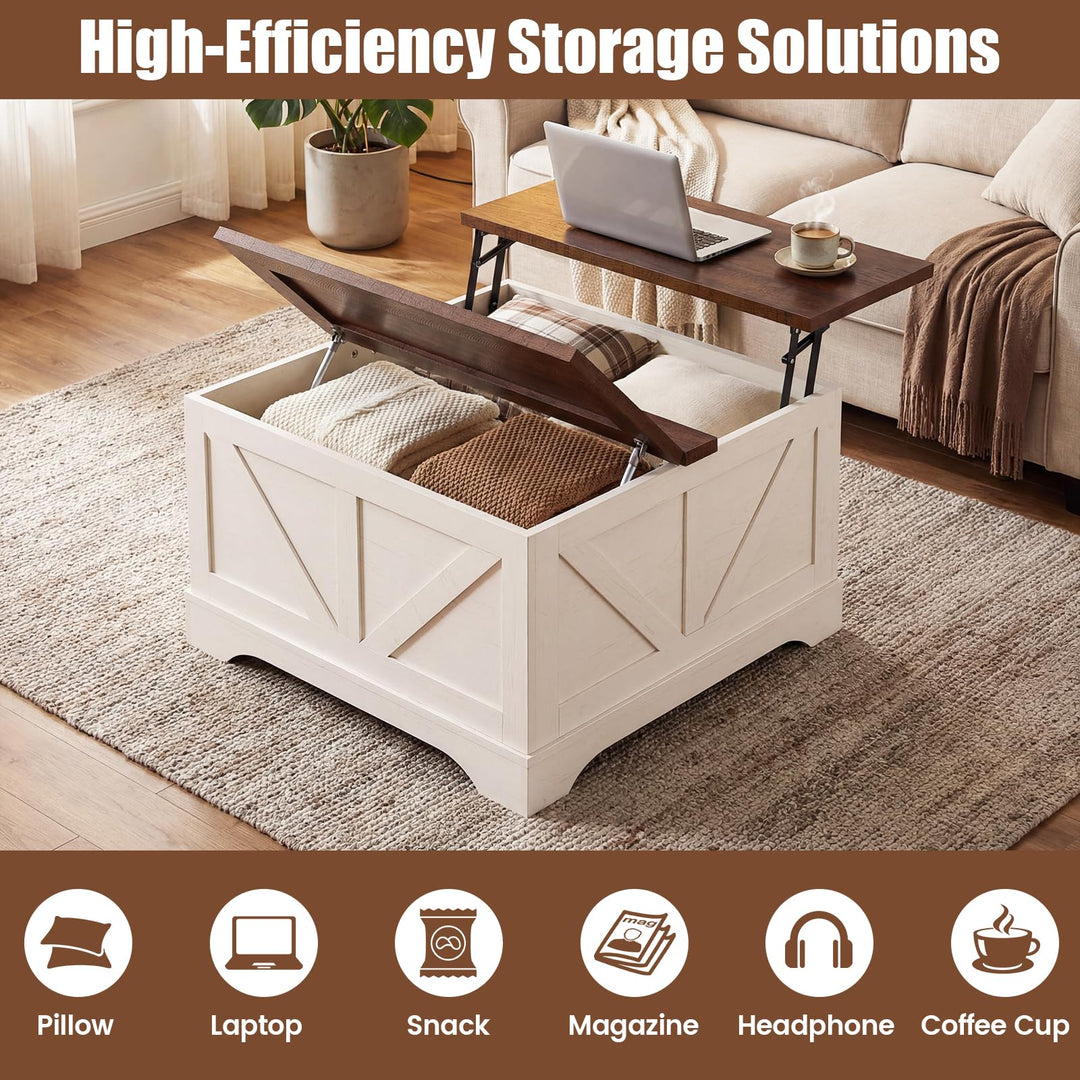 Giantex 31.5" Square Farmhouse Lift Top Coffee Table with Storage
