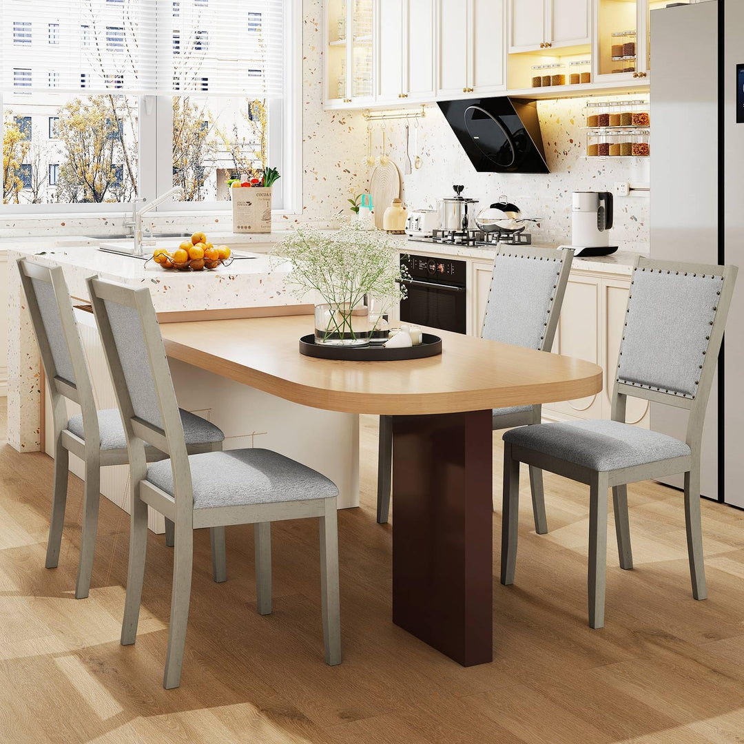 Giantex Dining Chairs Set of 2/4 Fabric Upholstered Kitchen Chairs w/Padded Seat & Back Cushions