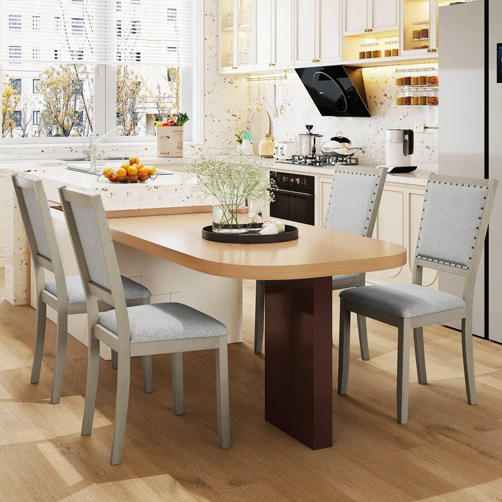 Giantex Dining Chairs Set of 2/4 Fabric Upholstered Kitchen Chairs w/Padded Seat & Back Cushions