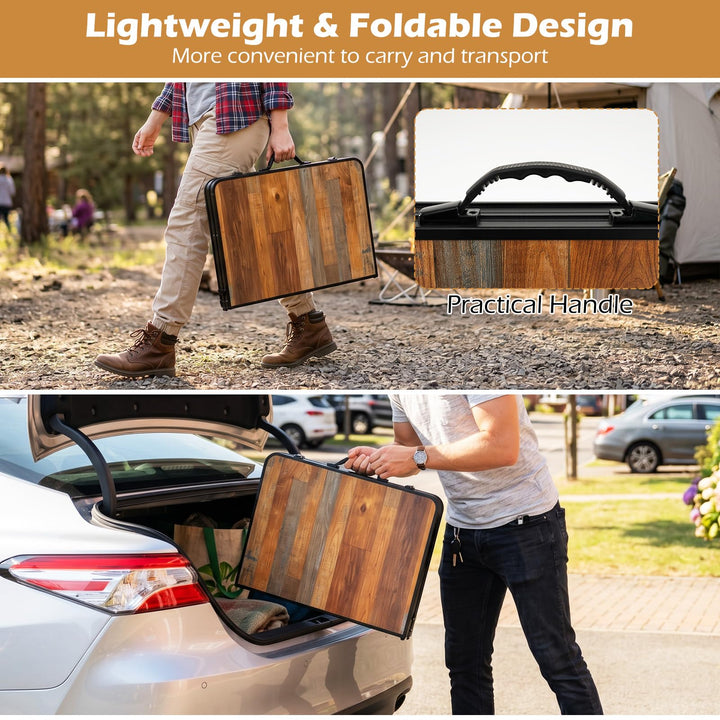 Giantex 3 FT Folding Camping Table Max 28" | Portable Aluminum Picnic Table with Adjustable Heights