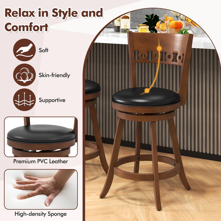 Giantex Swivel Bar Stools, Counter Height Bar Chairs with Back