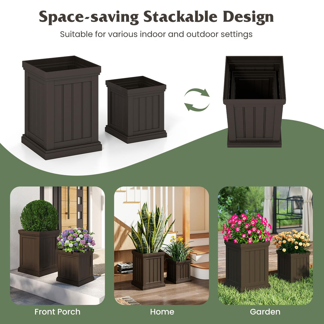 Giantex 19" Large & 13” Small Flower Pots with Drainage Holes & Nesting Design