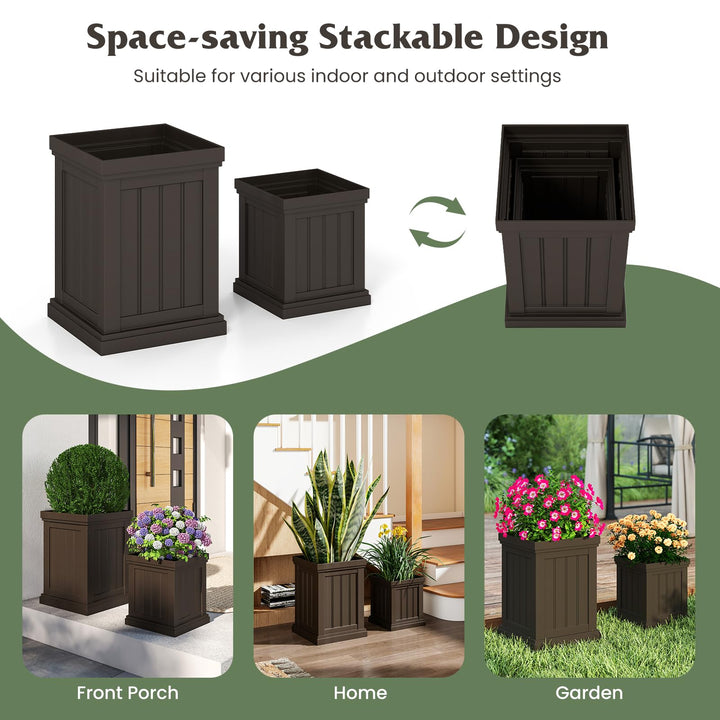 Giantex 19" Large & 13” Small Flower Pots with Drainage Holes & Nesting Design