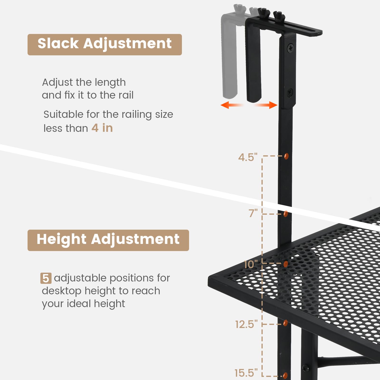 Giantex Outdoor Folding Hanging Table - Balcony Railing Table