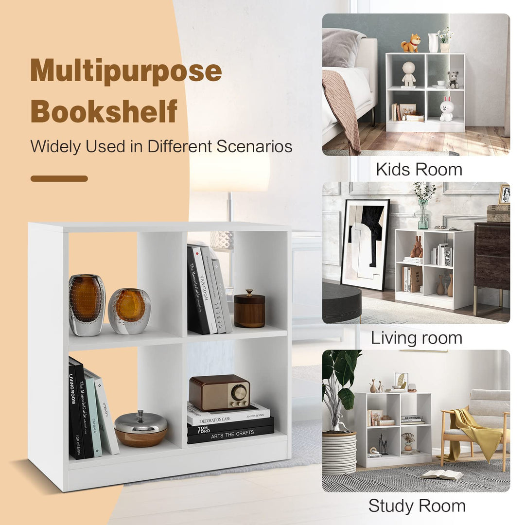 Giantex 4-Cube Bookcase - 2-Tier Bookshelf Open Back