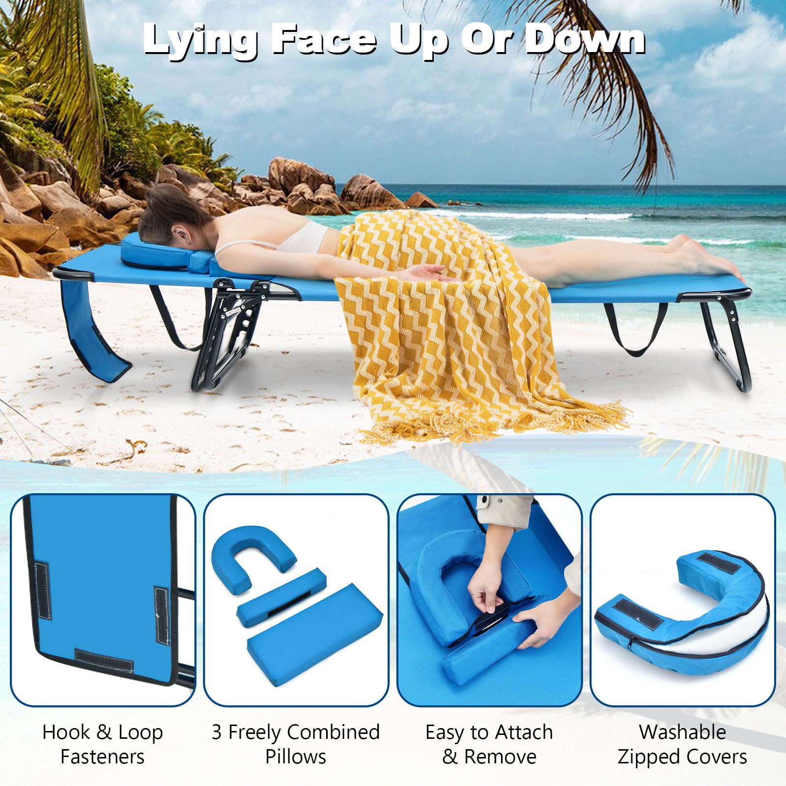 Wejoy Lay Down Beach Lounge Chair Wejoy Lightweight Beach Chaise