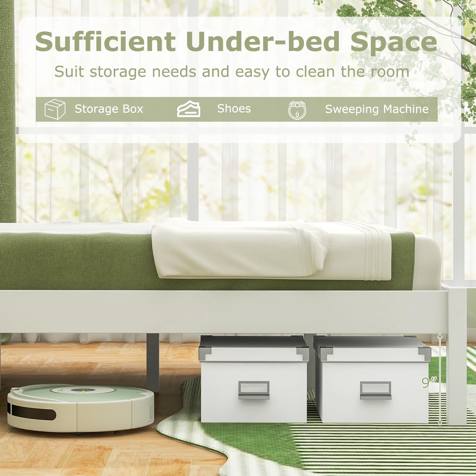 Giantex Wood Full Size Bed Frame with Headboard