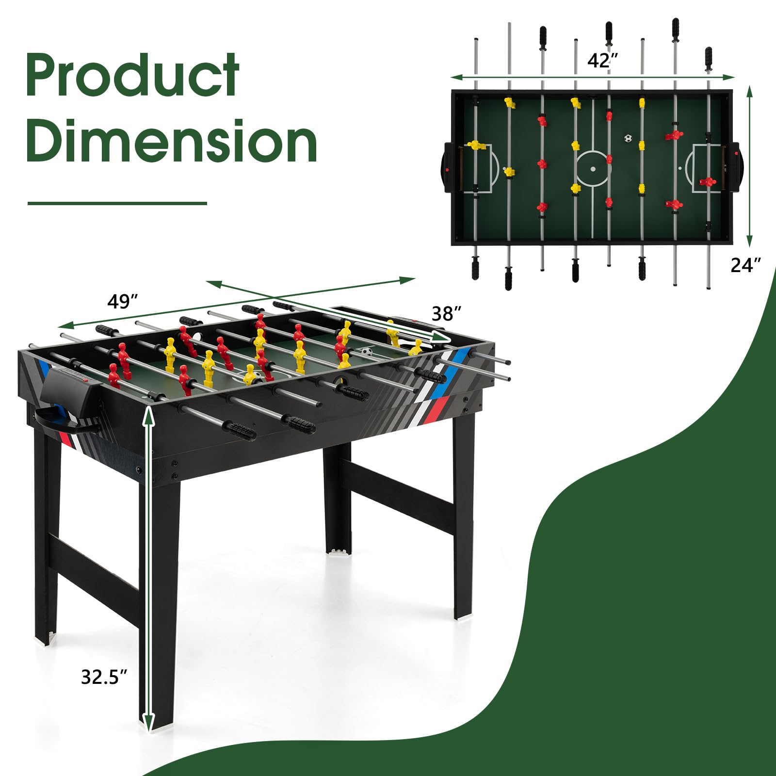 Giantex 4-in-1 Multi Game Table, 49 Inch Combination Game Tables with Adult Size Foosball Table