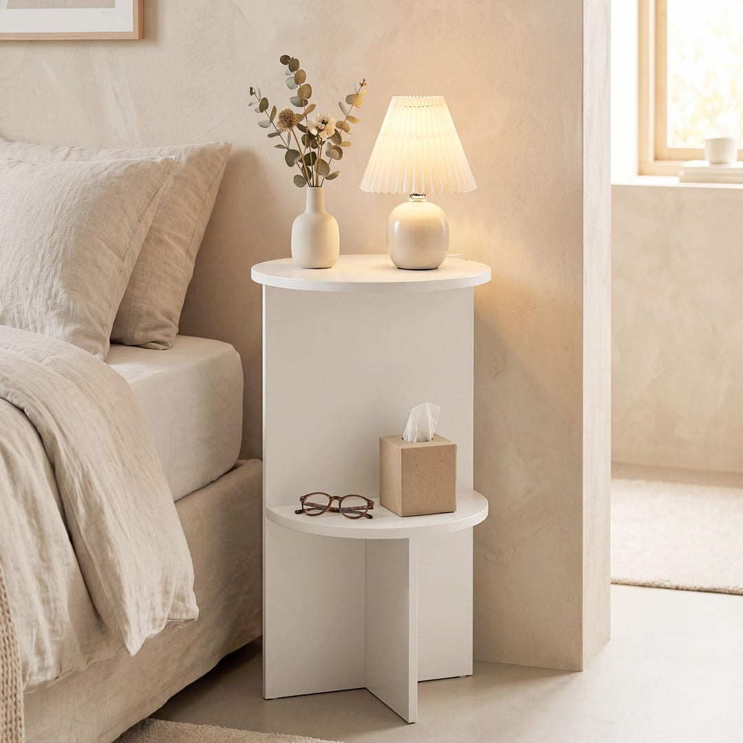 Giantex 2-Tier Round Side Tables with Storage Shelf (1/2)