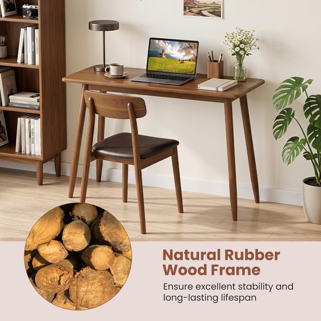GIANTEX Wooden Computer Desk with Rubber Wood Legs