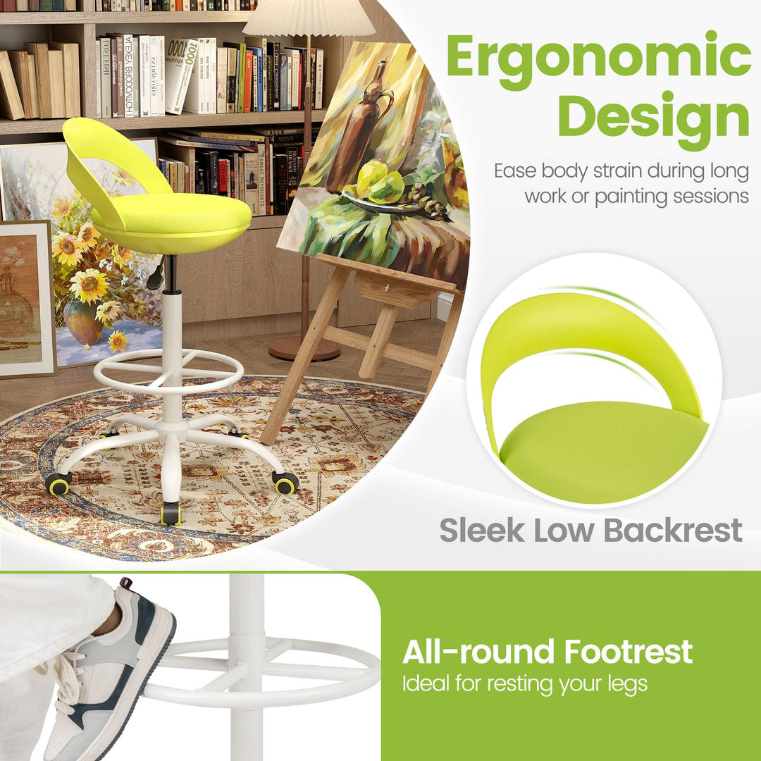 Giantex Drafting Chair with Back Ergonomic Rolling Stool with Footrest